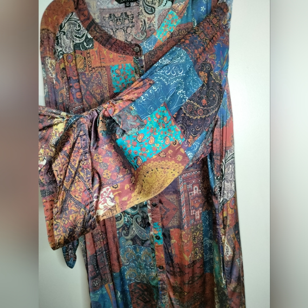 John Mark (Sz 2x) Multicolor Patchwork Button Dow… - image 4